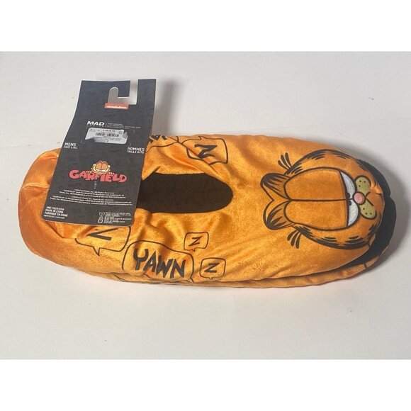 Garfield Slippers Men's L/XL Nickelodeon Orange Yawn Sherpa Sock 2025 New - Picture 2 of 7